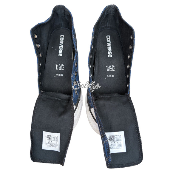 Converse CTAS 2015 Lux Mid Hidden Wedge Blue Black Plaid Tartan Sneaker RARE 7 - Picture 8 of 11